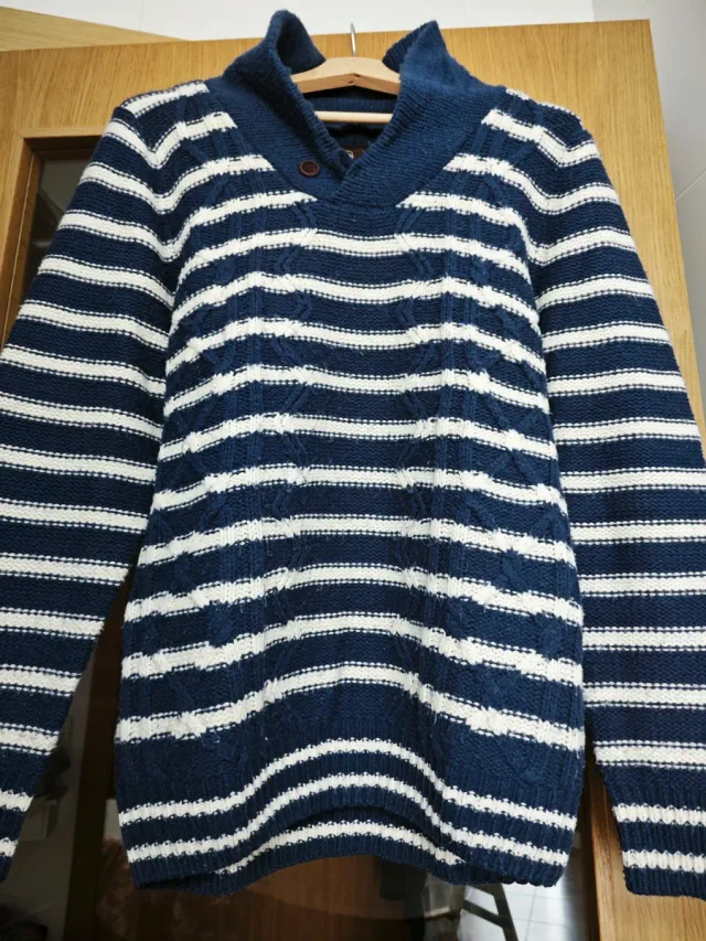 Jersey Boston Rayas Talla M Azul y Beige