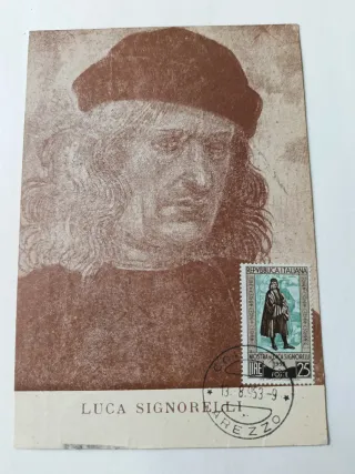 Cartolina postale e francobollo 1953