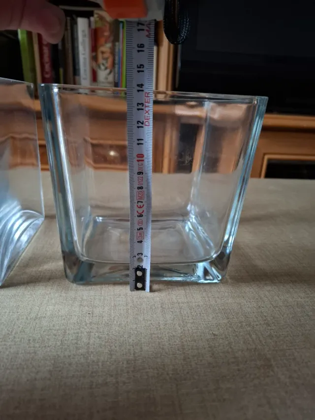 Jarrón cristal cuadrado transparente