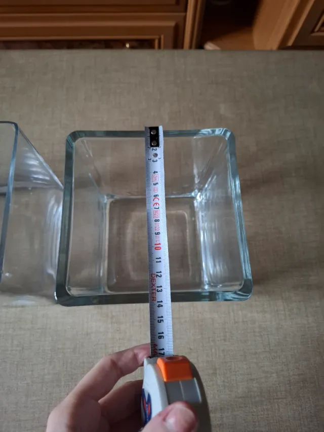 Jarrón cristal cuadrado transparente