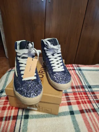 Zapatillas Botín Brillantes Azul Talla 38