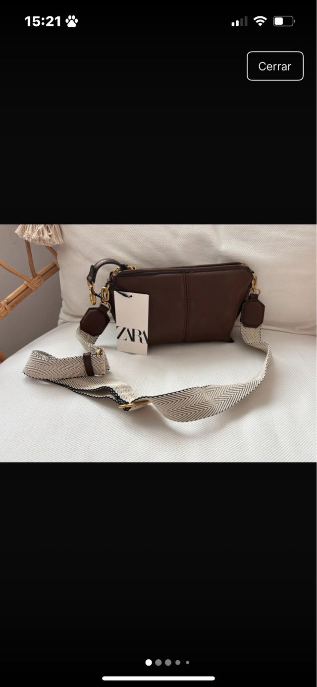 Bolso Zara marrón y beige