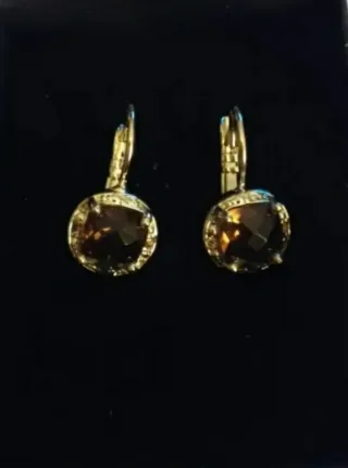 Pendientes dorados con piedra marrón