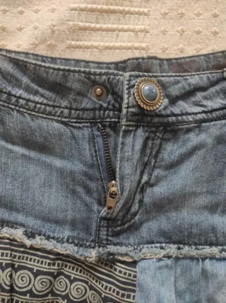 Falda mini globo vaquera desigual