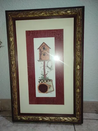 Cuadro decorativo pájaro y girasol