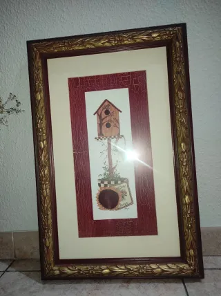 Cuadro decorativo pájaro y girasol