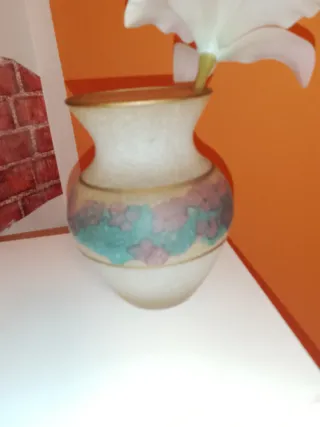 Vaso in vetro decorato oro e multicolor