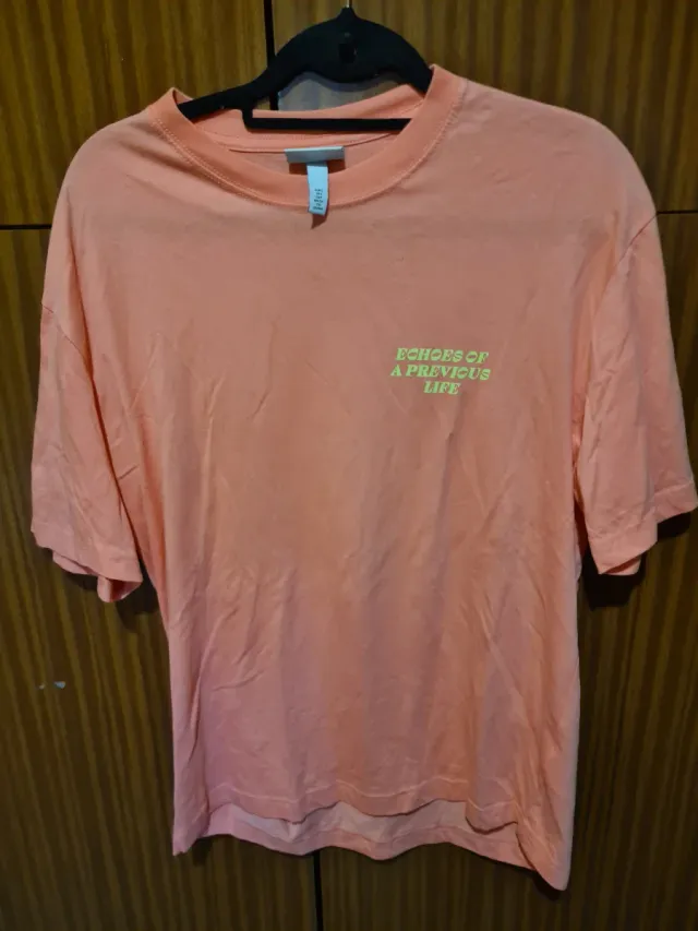 Camiseta H&M Naranja Rosa Estampado