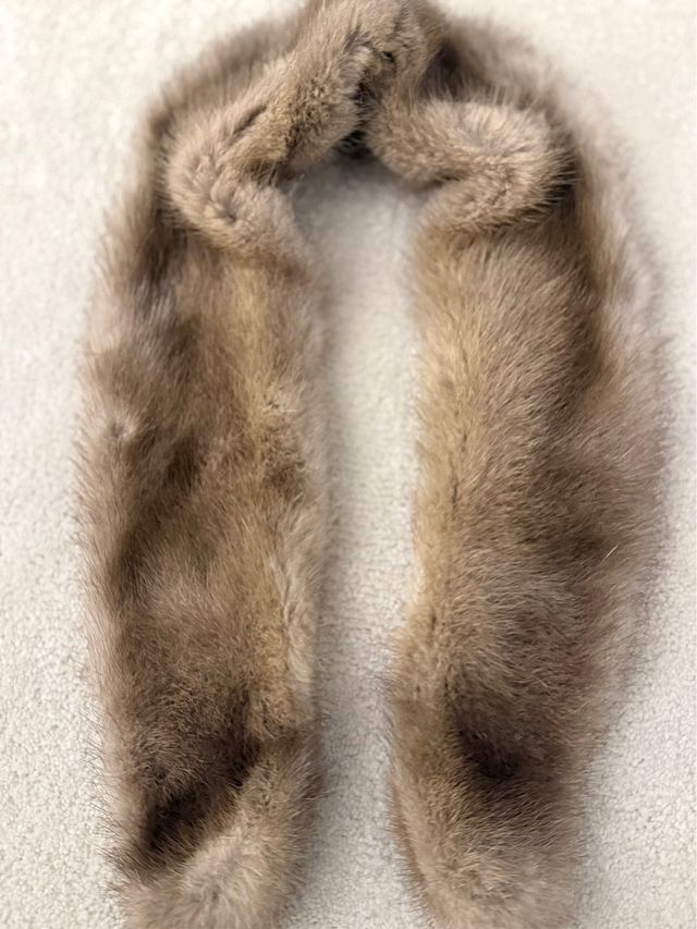 Collo di pelo grigio e marrone