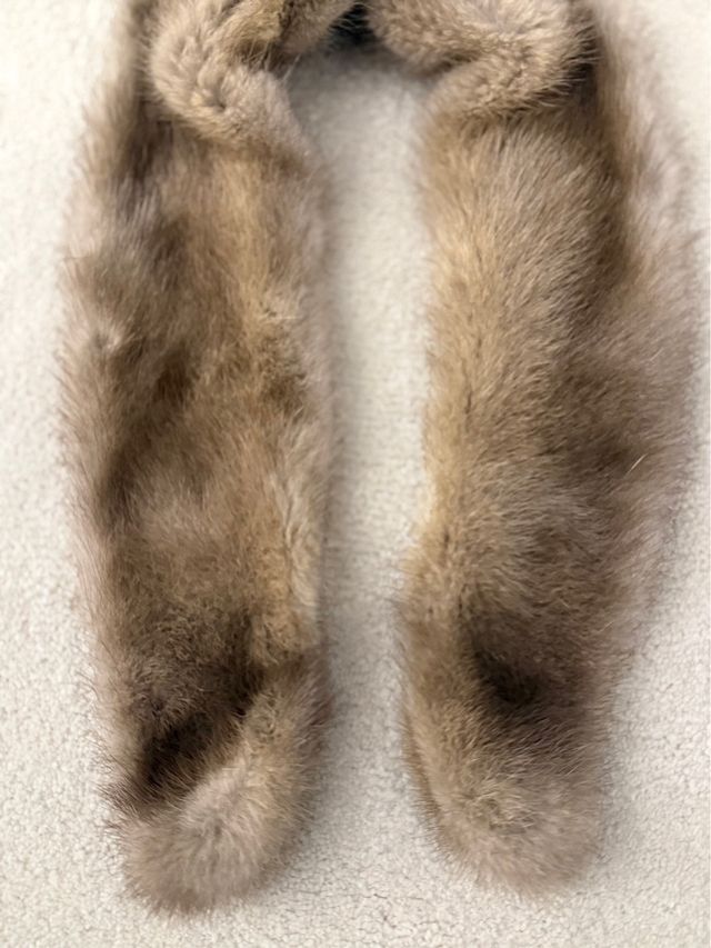 Collo di pelo grigio e marrone