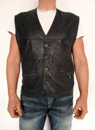 Chaleco de cuero auténtico Talla L