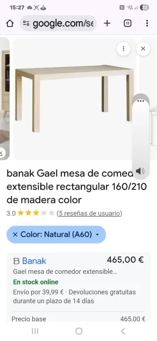 Mesa Comedor Banak Madera Color Arena