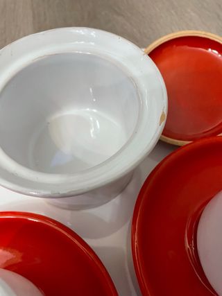 Set servizio caffè 2 persone rosso/bianco