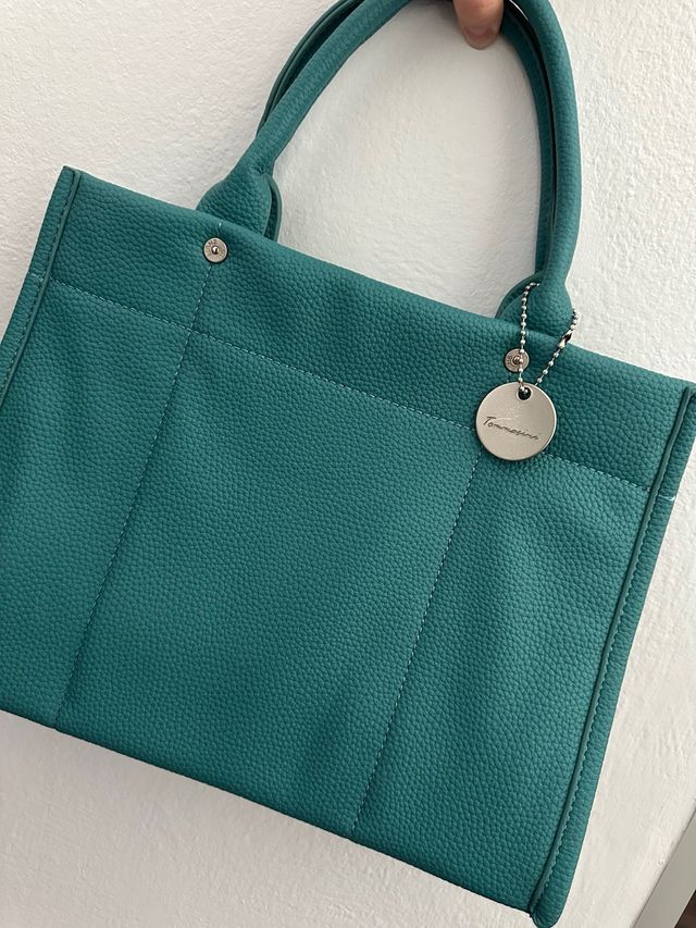 Bolso de mano verde azulado