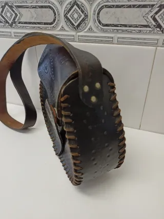 Bolso Cuero Vintage Negro Marrón