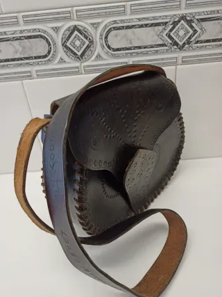 Bolso Cuero Vintage Negro Marrón