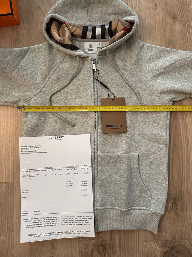 Sudadera Burberry Gris con Capucha