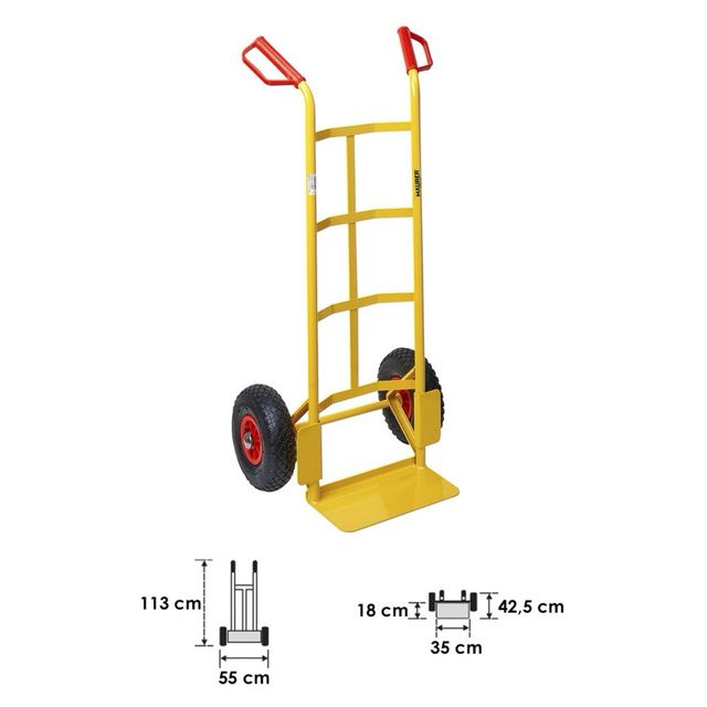 Carretilla de almacén con ruedas neumáticas