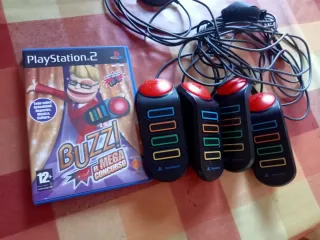 Juego PS2 Buzz El Mega Concurso + 4 mandos
