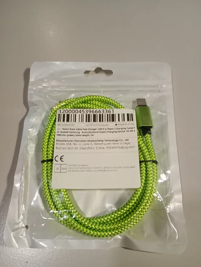 Cable Carga Rápida Nylon USB-A a Tipo C