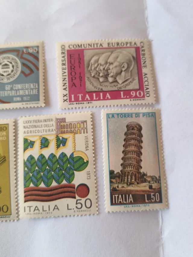 Italia 1973 Francobolli: Palladio, Torre Pisa, Eur