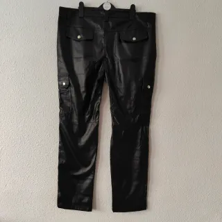 Pantalones Cargo Polipiel Negros