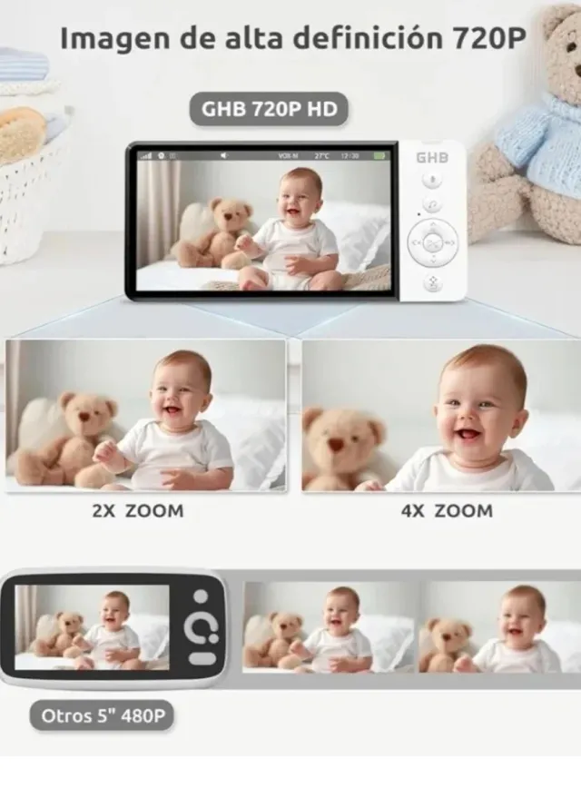 Vigilabebés GHB 5" HD NUEVO | Rotación 350º