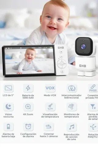 Vigilabebés GHB 5" HD NUEVO | Rotación 350º