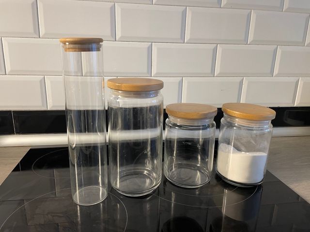 Lote 4 tarros cristal madera