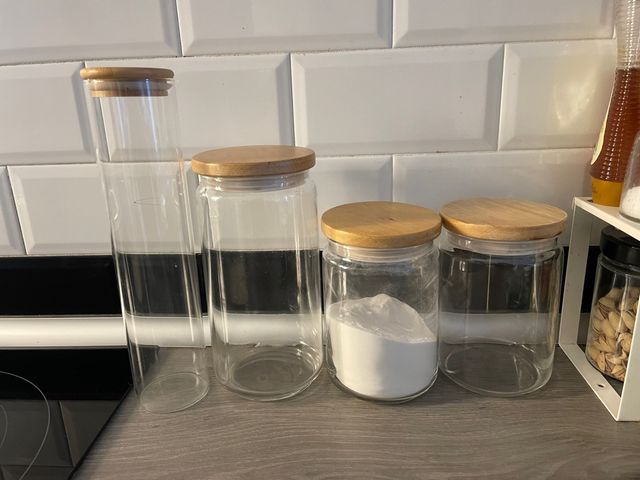 Lote 4 tarros cristal madera