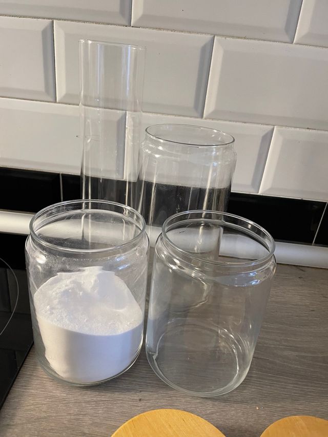 Lote 4 tarros cristal madera