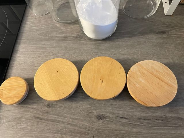 Lote 4 tarros cristal madera