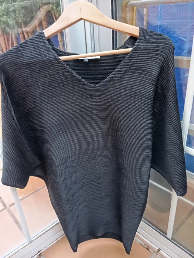 Camiseta Rayas Finas Negra Talla M