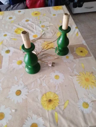 Coppia Abajour Vintage Legno