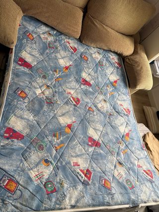 Sofá cama beige de tela