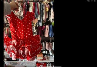 Traje de flamenca niña rojo lunares blanco