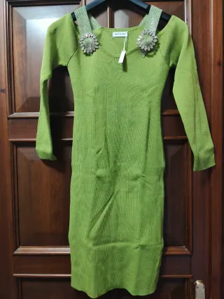 Abito verde mela con strass NEW JERSEY