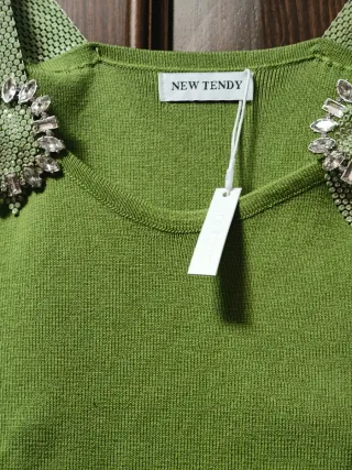 Abito verde mela con strass NEW JERSEY