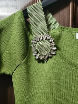 Abito verde mela con strass NEW JERSEY