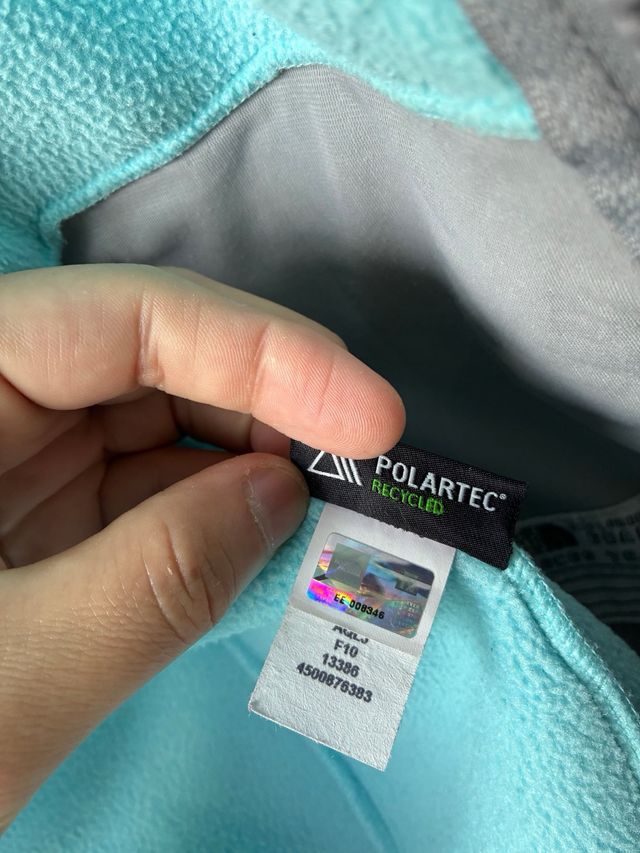 Chaqueta The North Face polar gris y turquesa