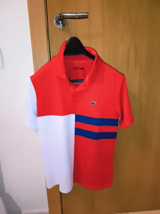 Camiseta Polo Lacoste Deportiva Roja y Blanca