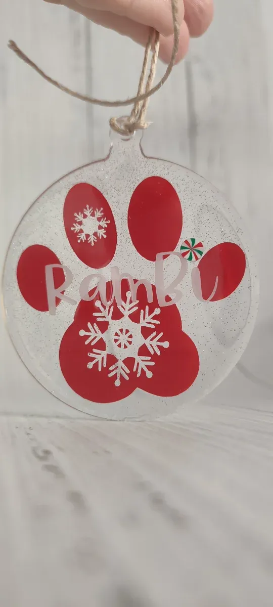 Adorno Navidad Huella Perro Personalizado