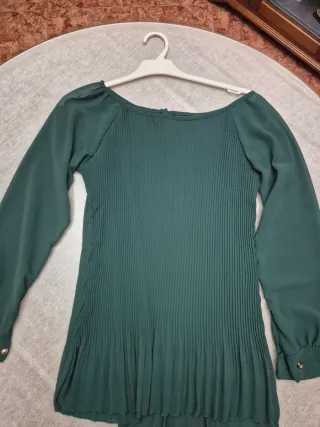 Blusa gasa manga larga mujer verde