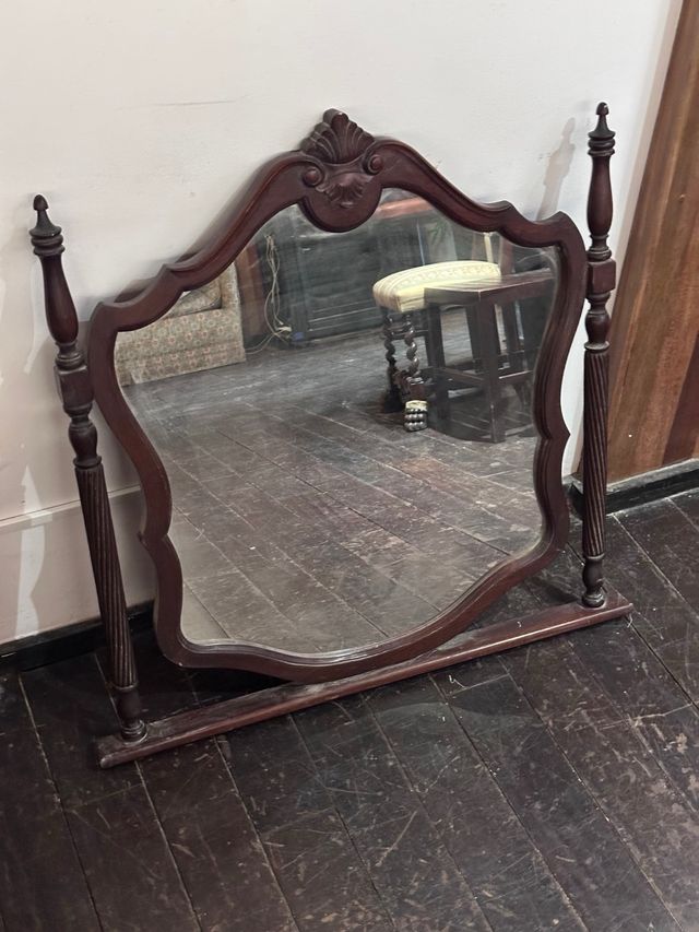 Espejo antiguo madera maciza tocador