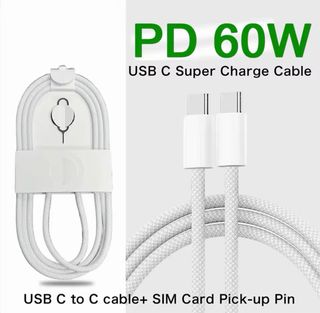Cabo USB C 60W + Pin SIM