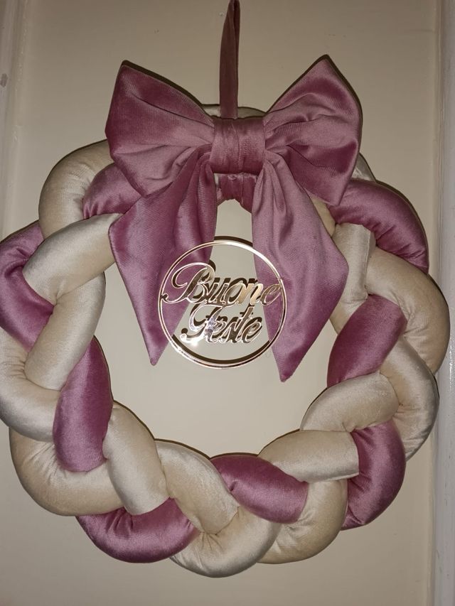 Decorazione porta Buone Feste in tessuto