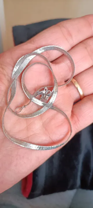 Collar "I Love Jesús" vintage, chapado oro blanco.