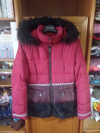 Plumífero Desigual Mujer Rojo y Negro