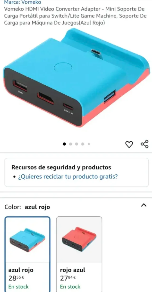 Base de Carga Nintendo Switch Azul/Rosa