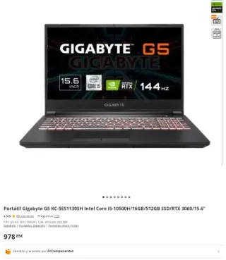 Portátil Gaming Gigabyte RTX 3060